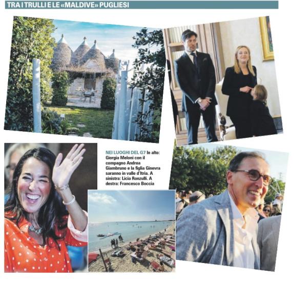 Puglia regina delle vacanze dei vip: Meloni torna in Valle d'Itria