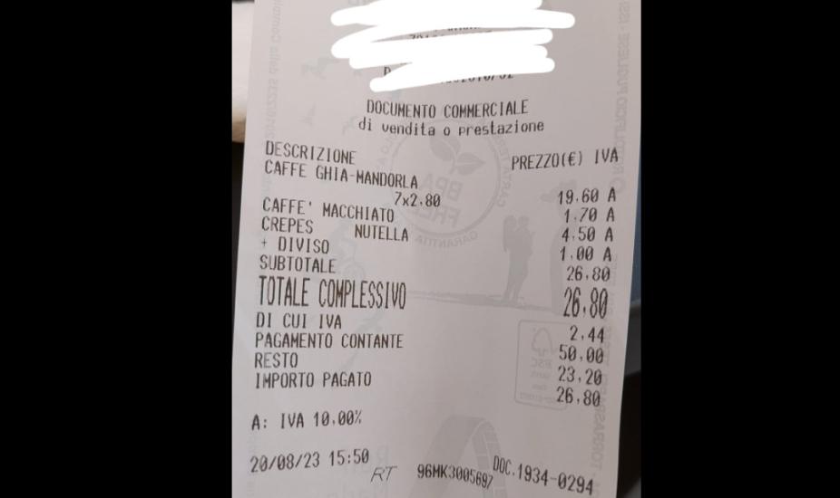 «Un euro per dividere una crêpe a metà», lo scontrino a Lecce fa discutere