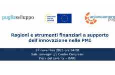 Bari, innovazione e finanza per le PMI: oggi al via l’incontro di Unioncamere Puglia alla Fiera del Levante