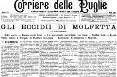 UN EVENTO DRAMMATICO - La prima pagina del «Corriere delle Puglie» dedicata alle vittime dei moti molfettesi