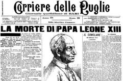 Prima pagina storica: La pagina del 1903 sulla morte di papa Leone XIII