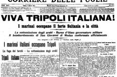 La prima pagina storica del 7 ottobre 1911: Tripoli è «invasa» dai marinai italiani