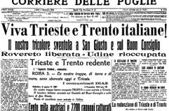 La prima pagina storica del 4 novembre 1918: «Viva Trieste e Trento italiane!»