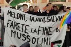 Polemica a Bisceglie: striscione choc contro il Governo «Farete la fine di Mussolini»