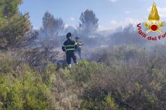 San Cataldo, scoppia l'incendio tra le sterpaglie: situazione critica per il vento