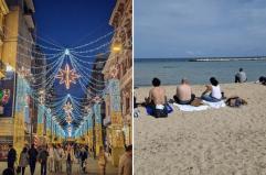 A Bari il Comune accende le luminarie di Natale: ma con 24 gradi c'è ancora chi fa il bagno A Bari il Comune accende le luminarie di Natale: ma con 24 gradi c'è ancora chi fa il bagno