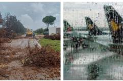 Pioggia e forti raffiche di vento in Puglia, a Maruggio cadono alberi. Tre voli in arrivo a Brindisi dirottati a Bari
