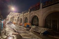 Bari, maltempo fa crollare la recinzione del cantiere FAL in Corso Italia.