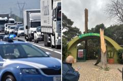 Taranto, incidente sulla statale per il forte vento: telone si stacca dal camion e trafigge un furgone, ferito l'autista