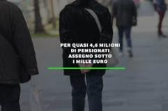 Per quasi 4,6 milioni  di pensionati  assegno sotto  i mille euro