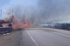 Fiamme e fumo sulla Sp 264 Presicce Acquarica: viabilità impossibile, sul posto vigili del fuoco VIDEO