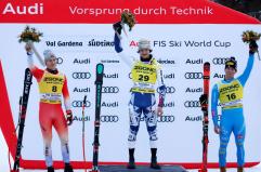 Nel SuperG della Val Gardena vince Zabystran, podio e lacrime per Franzoni