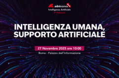 'Intelligenza umana, supporto artificiale', focus il 27/11 a Roma a Palazzo informazione