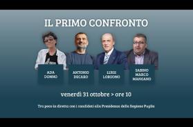Puglia, i 4 candidati presidenti si confrontano nel dibattito della «Gazzetta» SEGUI LA DIRETTA Puglia, i 4 candidati presidenti si confrontano nel dibattito della «Gazzetta» SEGUI LA DIRETTA