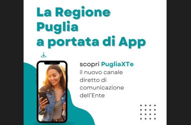 Regione lancia l'app PugliaXTe, assistente virtuale per restare aggiornati su bandi, avvisi e concorsi