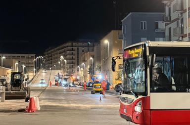 Bari, al via le chiusure notturne del Ponte Garibaldi per il Brt: deviazioni di percorso per i bus, ecco le linee interessate