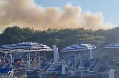 In fiamme la pineta di Alimini: paura tra i bagnanti