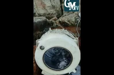 Bari, pescatori ingegnosi: arricciano polpi in lavatrice «artigianale» in riva al mare