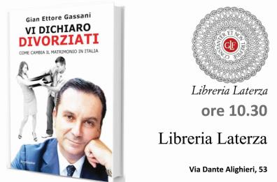 «Vi dichiaro divorziati»
sabato la presentazione
del libro di Gassani