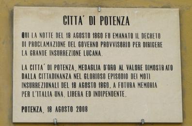 Potenza antiborbonica
Il sindaco: eredi di coraggio