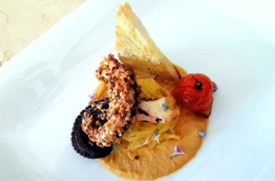 Polpo in panure di mandorle Filippo Cea
su zucca spaghetto all'agretto