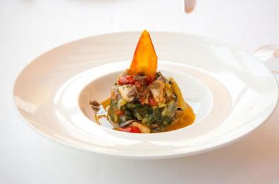 Bietoline, cozze, pomodori datterini e bottarga di tonno