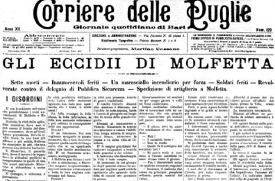 Il Corriere delle Puglie
e l'eccidio di Molfetta del 1° Maggio 1898
