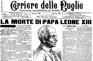 La pagina del 1903
sulla morte di papa Leone XIII