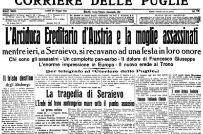 La pagina del 1914
sull'assassinio di Sarajevo