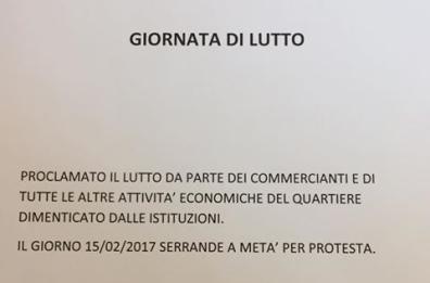 Bari, commercianti
del Libertà celebrano
il loro «funerale»