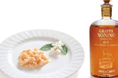 Risotto con scampi e grappa Nonino AnticaCuvee® Riserva
