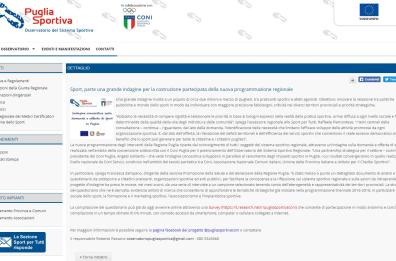 Sport, in Puglia indagine online
 per la nuova programmazione