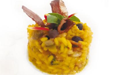 Risotto con guanciale di suino nero Lucano e tartufo del Pollino