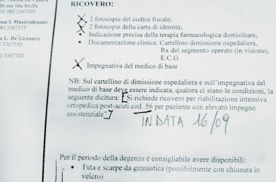 «Al ricovero portatevi 
asciugamani e sapone»