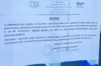 Wind days, oggi e domani
scuole chiuse ai Tamburi