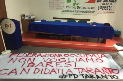 Pd Taranto, prosegue occupazione
«Non vogliamo candidati baresi»