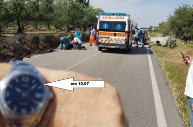 Travolto da auto a Canosa, resta a terra per 29 minuti 