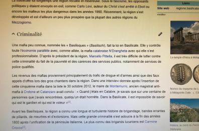 Per Wikipedia Francia, la Basilicata è 'terra di mafia'