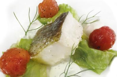 Baccalà cotto al vapore con aromi della macchia Mediterranea