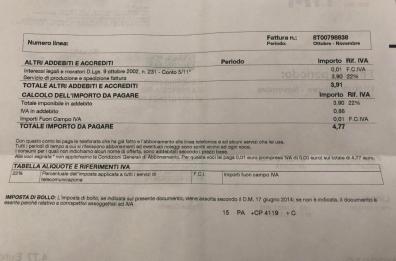 Potenza, per un centesimo di mora Tim manda bolletta 477 volte di più