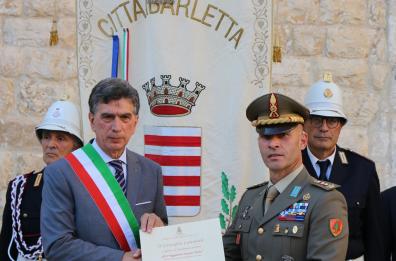Barletta, cittadinanza onoraria per l'82° Reggimento fanteria