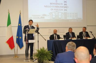 Foggia, Conte inaugura stabilimento Poligrafico e Zecca: «Investimento strategico»