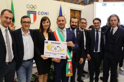Potenza riceve al Coni di Roma lo status di città europea dello sport
