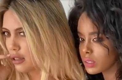 Wanda Nara sexy sul set insieme a un'altra modella
