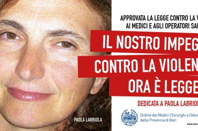 Bari, campagna contro violenza ai danni degli operatori sanitari dedicata a Paola Labriola