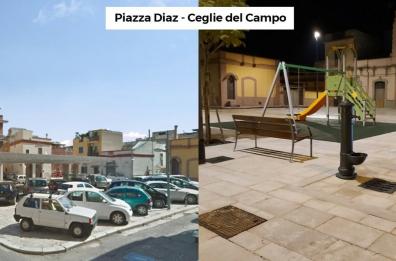 Ceglie del Campo, la rinascita di piazza Diaz: da parcheggio a luogo d'incontro