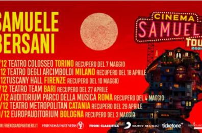 Rinvio tour Samuele Bersani: a Bari al TeatroTeam data spostata all'11 dicembre