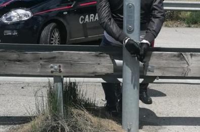 Potenza, ladro ammanettato a un palo: la foto fa il giro del web