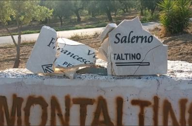 Montaltino, distrutta la targa in ricordo dell'ex sindaco Salerno