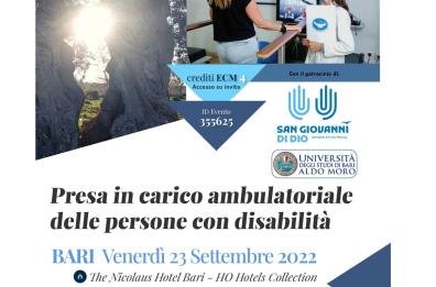 «Presa in carico ambulatoriale delle persone con disabilità», se ne parla a Bari